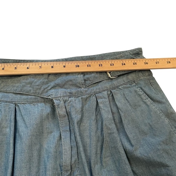 Ralph Lauren High Waist Pleated Chambray Shorts - Size 14-Side buckles-Pockets - Picture 7 of 12
